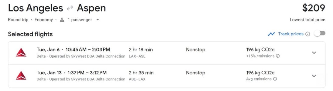 Aspen airfare from Los Angeles for $209 rt