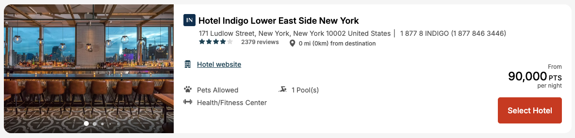 5 Ways to Use Chase Ultimate Rewards Points to Book Hotels 16 Hotel Indigo Lower East Side award night for 90,000 points
