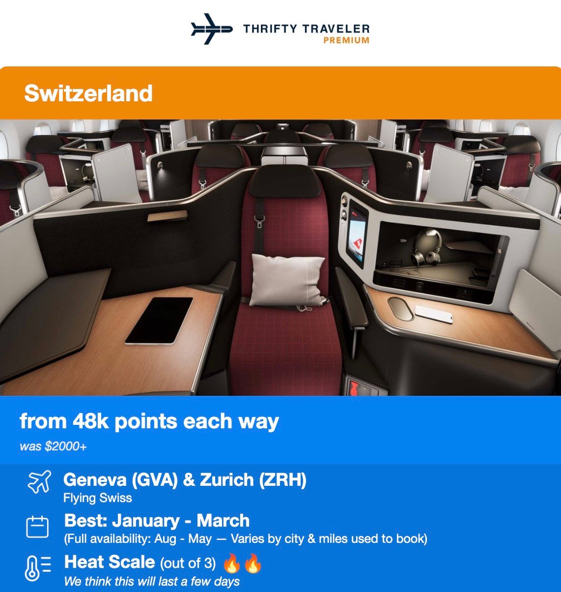 SWISS Business Class to Europe