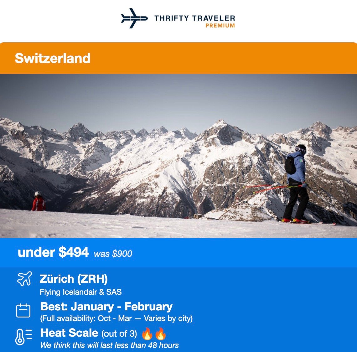 Switzerland flight deal under $494 roundtrip