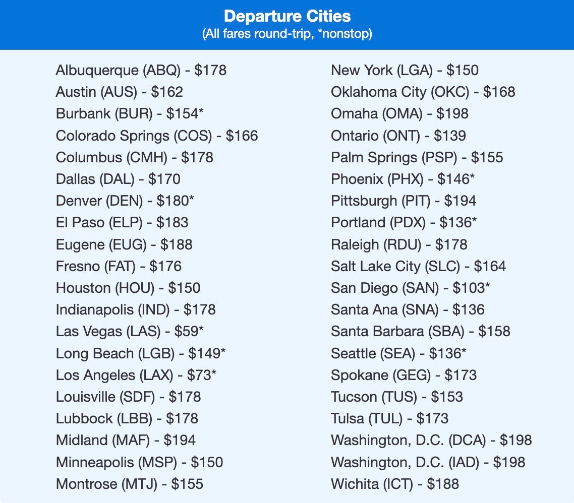 Lake Tahoe fares in the $100s roundtrip
