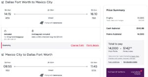 Dallas to Mexico City flying Aeromexico using Virgin points