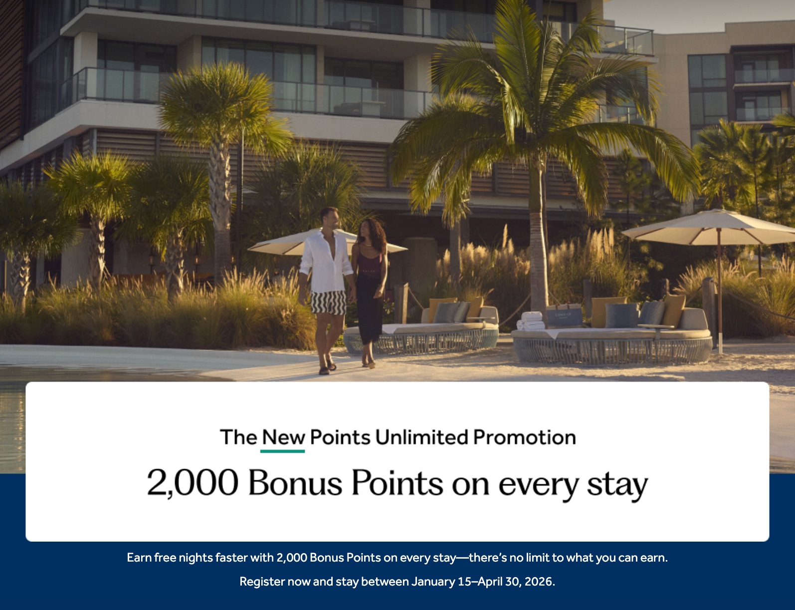 hilton promo for 2,000 bonus points on every stay