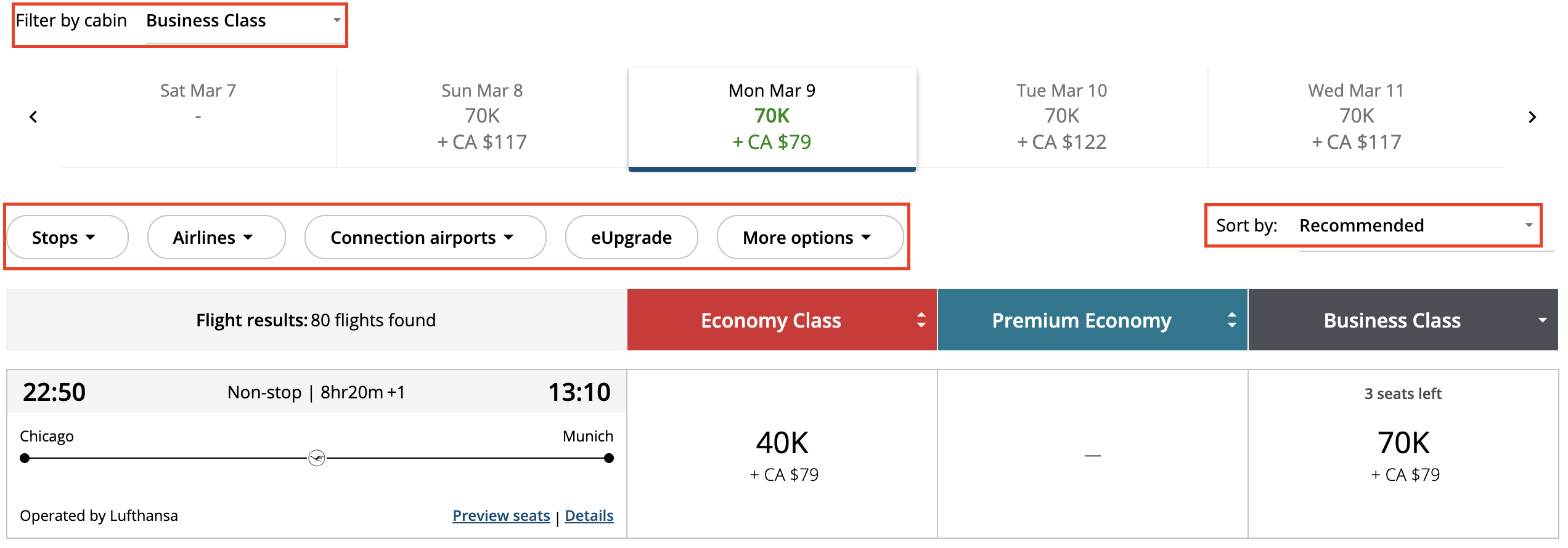 Trying to Use Your Miles? The Best Websites for Finding Award Availability 58 Air Canada Aeroplan search filters