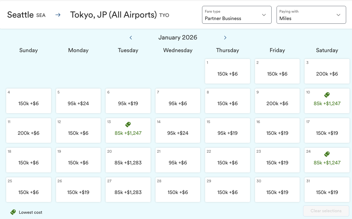 Trying to Use Your Miles? The Best Websites for Finding Award Availability 32 alaska calendar search