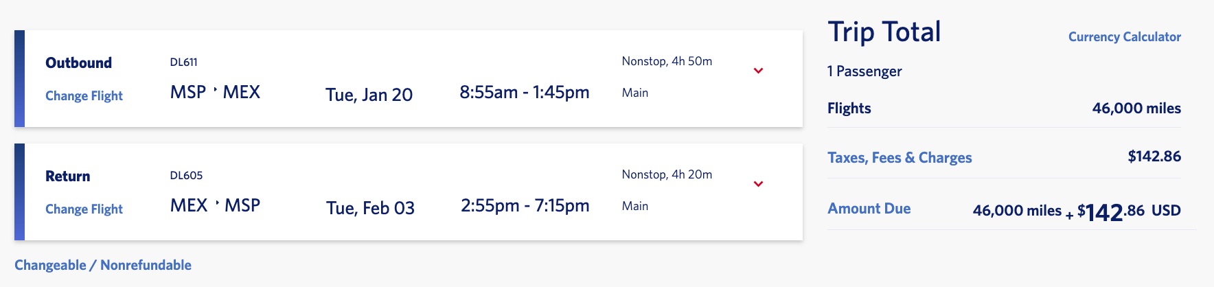 minneapolis to mexico city delta skymiles