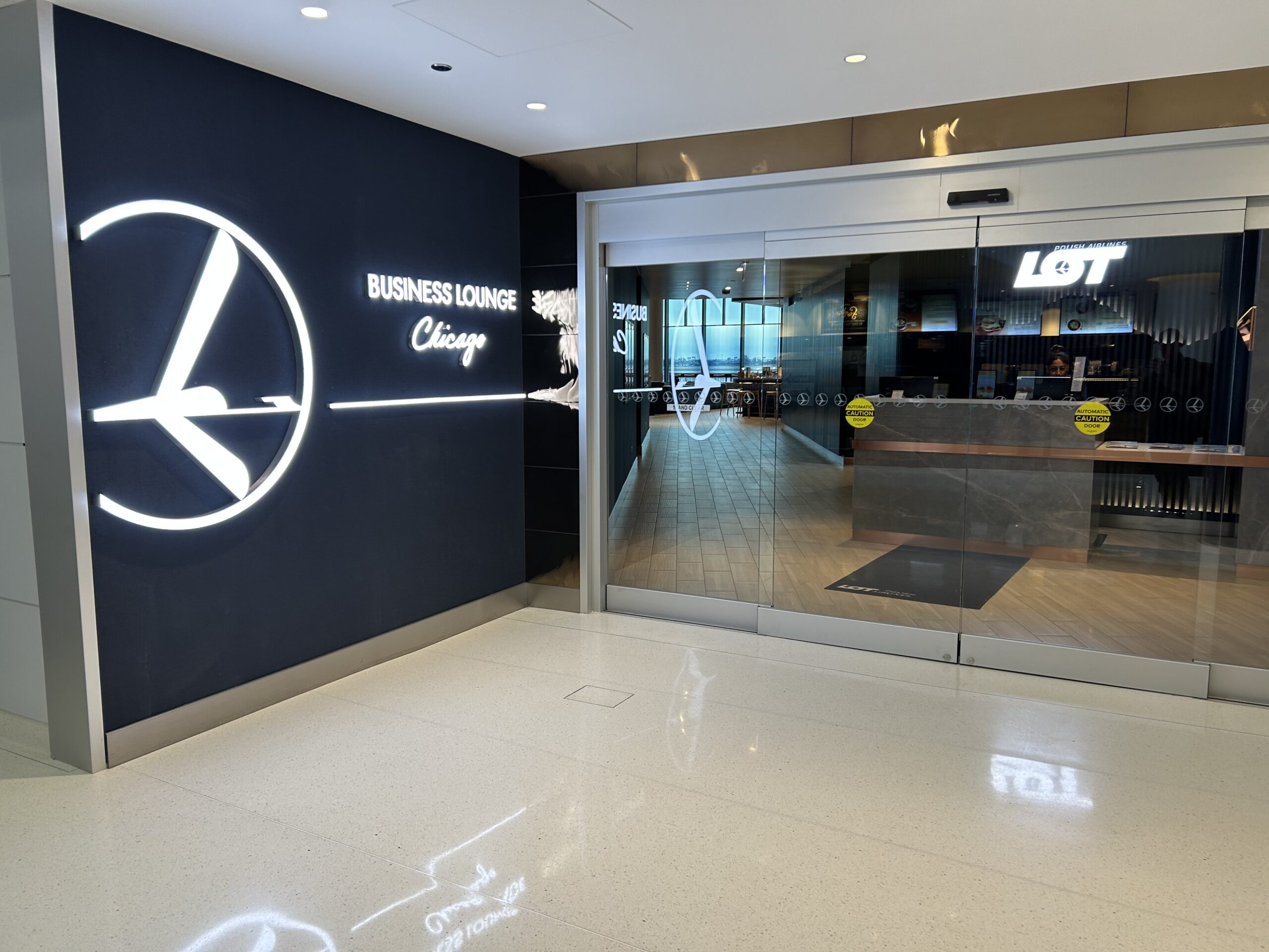 LOT Polish Airlines Lounge entrance in Chicago