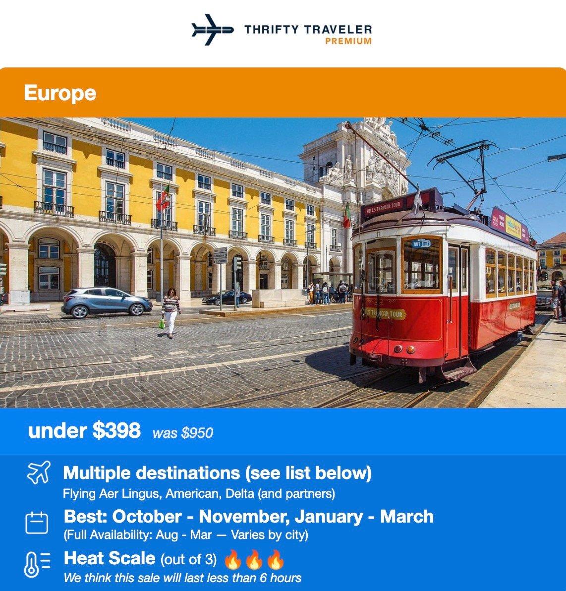 Europe flight deal under $396 roundtrip. 