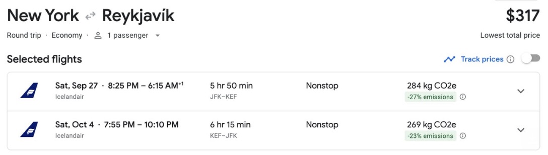 Icelandair fare from JFK to Reykjavik for $316 roundtrip. 