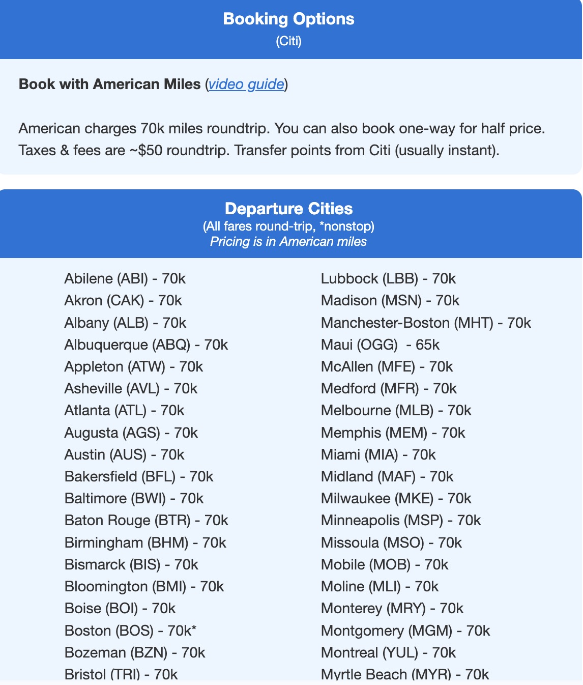 American Airlines miles to Tokyo