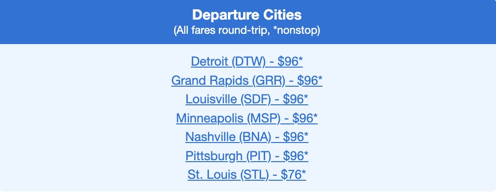 Chicago flight deal with fares under $99