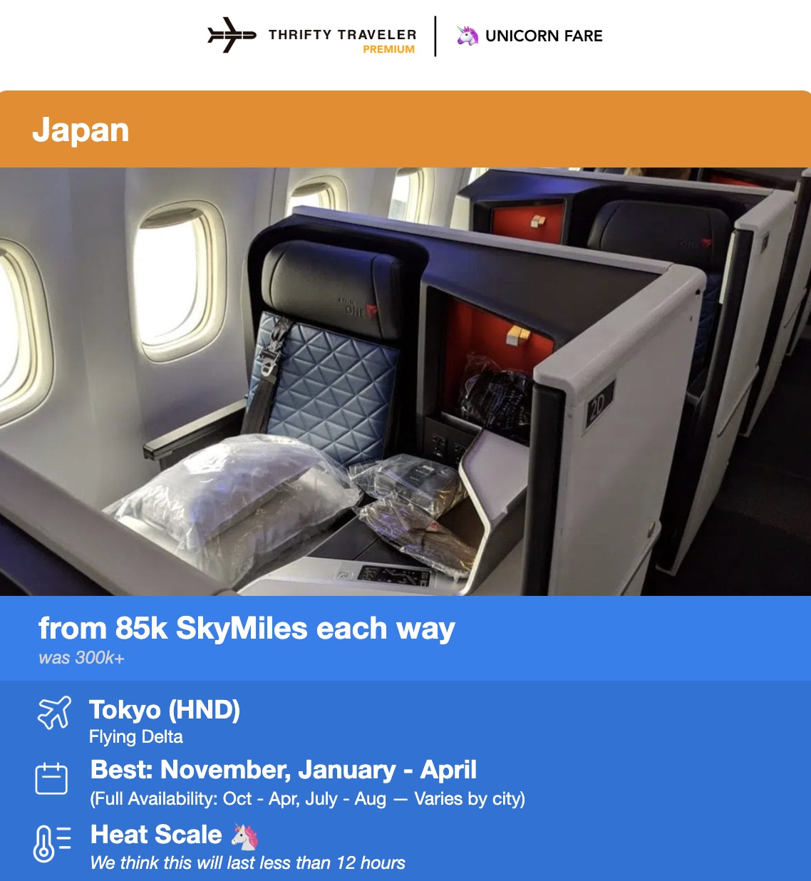 Delta One bookable with SkyMiles