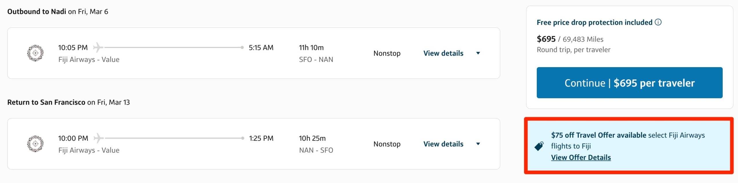 Fiji Airways $75 Off through Capital One Travel