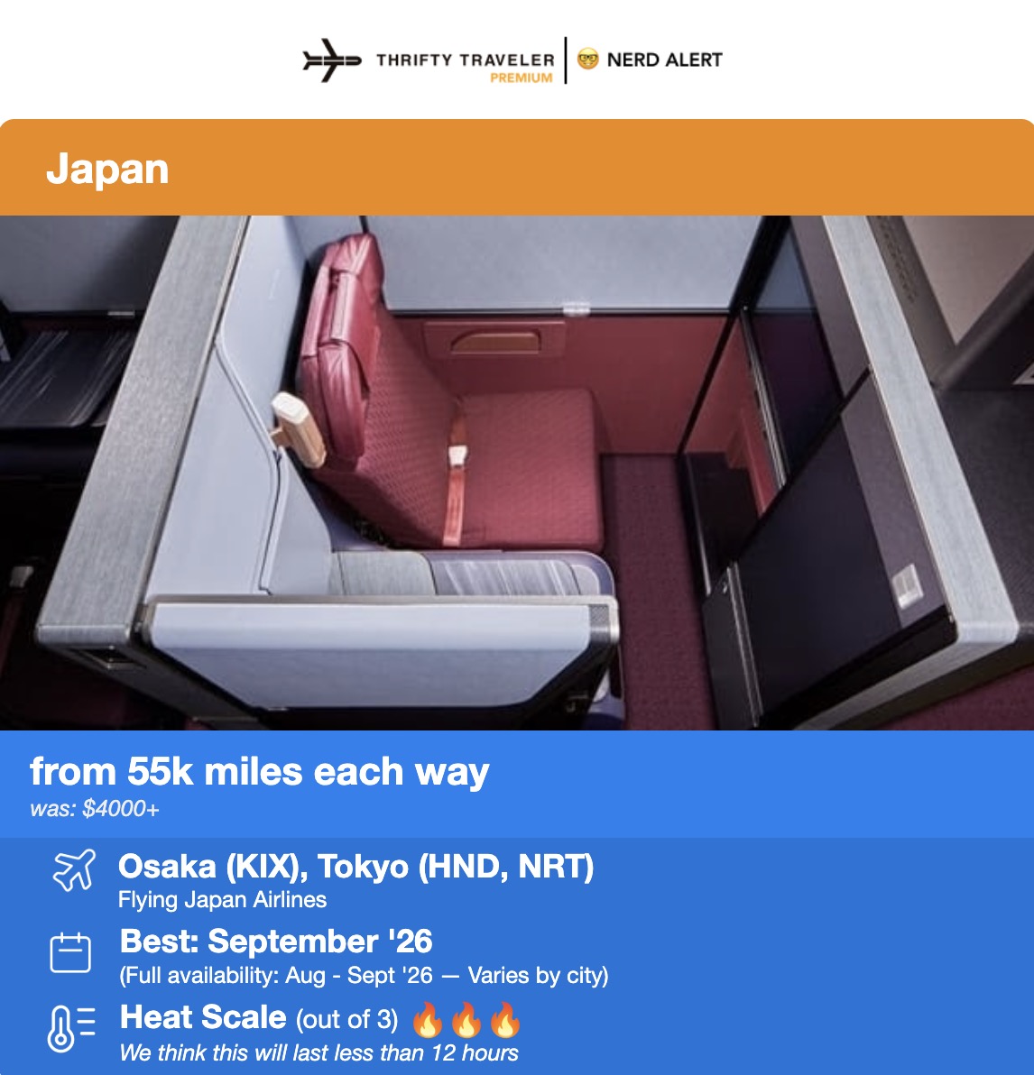 Japan Airlines business class deal