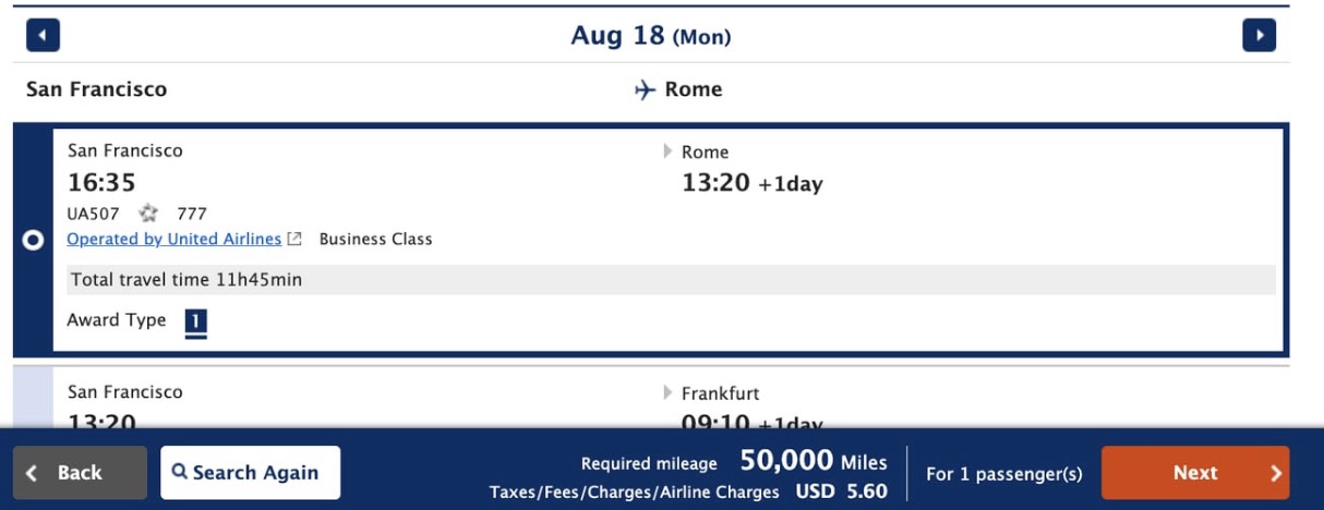 United Polaris business class bookable with ANA miles