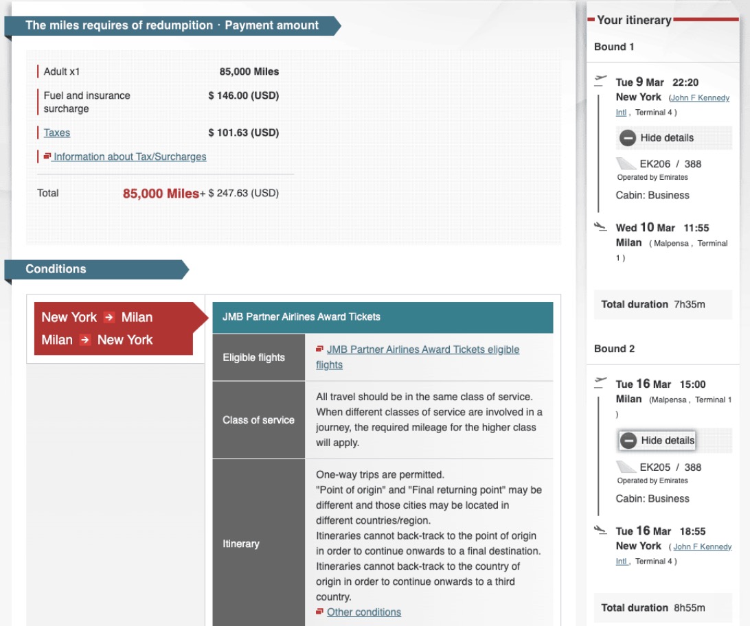 Japan Airlines Mileage Bank
