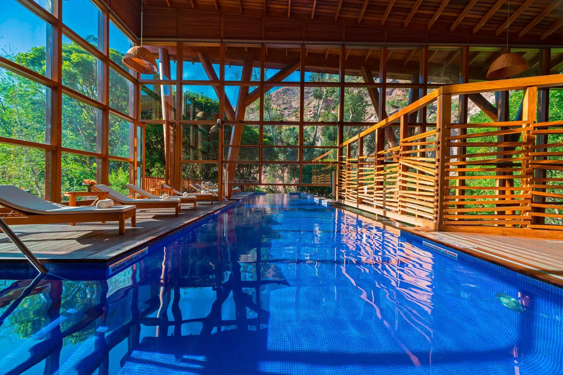 Indoor pool at the Tambo del Inka, Luxury Collection hotel in the Sacred Valley, Peru. 