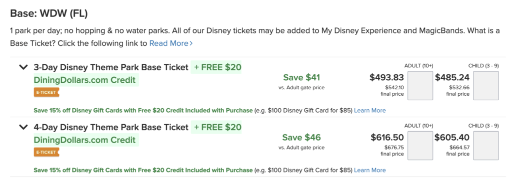 A Sneaky Way to Purchase Disney Tickets with Credit Card Points 10 undercover tourist park ticket costs