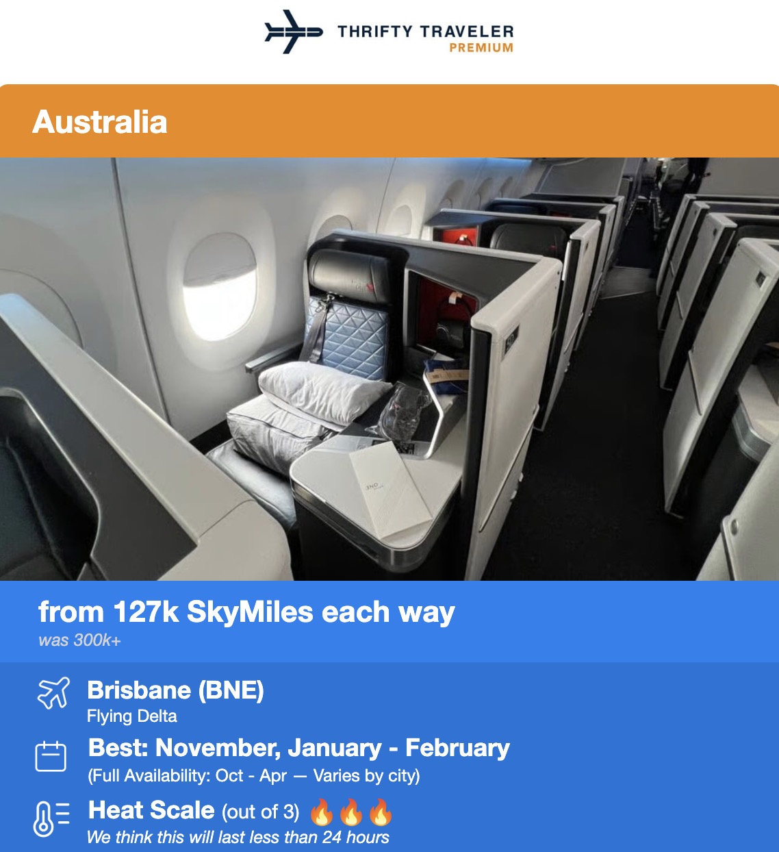Delta One Suites to Brisbane