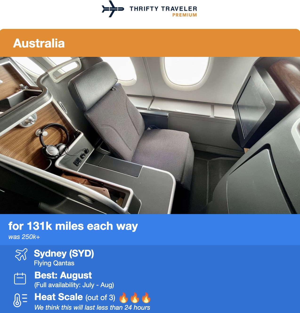 Qantas A380 business class seat flying to SYD