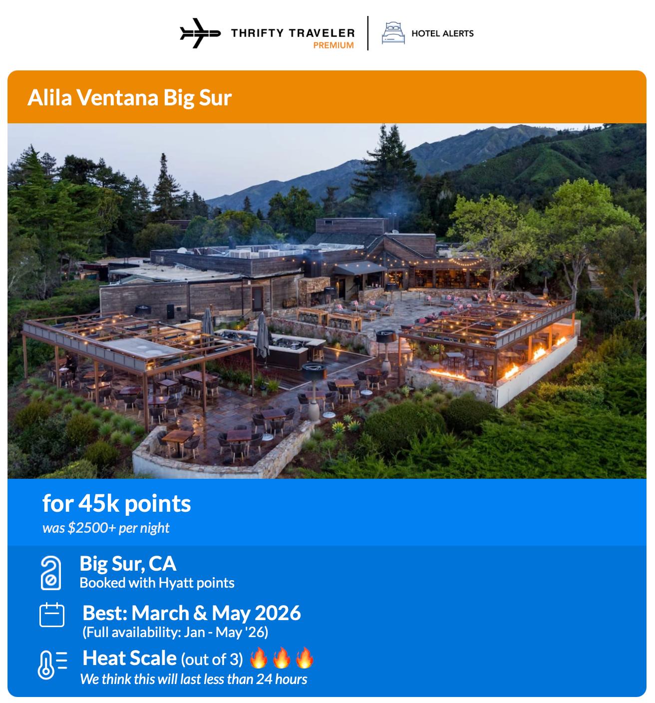 Alila Ventana Big Sur hotel deal email