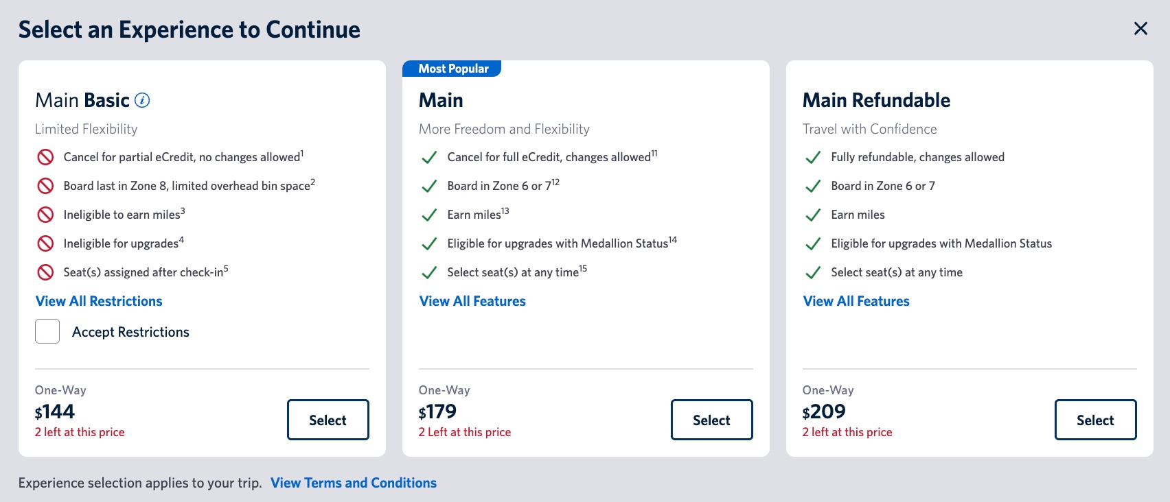 delta main basic fare restrictions 