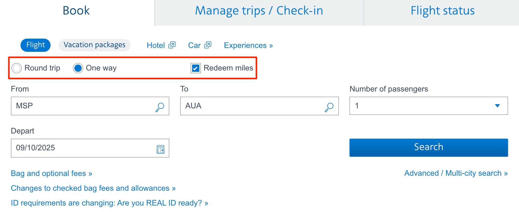 AA Award search box (MSP-AUA). 