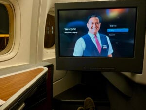 American Airlines business class monitor