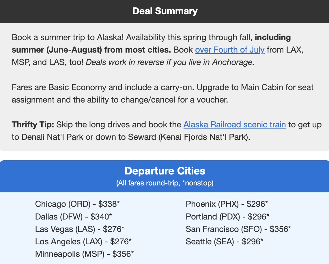 Biz Class Seats & 4th of July Retreats: The Best Cheap Flights for Summer 2026 (So Far) 2 Anchorage flight deal Fourth of July