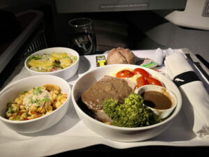 American Airlines business class meal