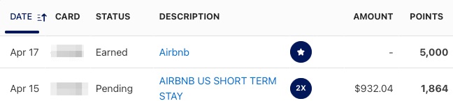 Amex Offer 5k Bonus Points: Airbnb