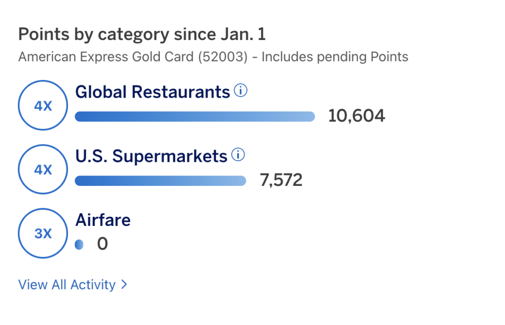 No Bonus, No Problem: How to Keep Earning Points Without a Welcome Offer 11 amex gold year to date points earning snapshot