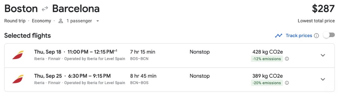 LEVEL fare from Boston and Barcelona for $286