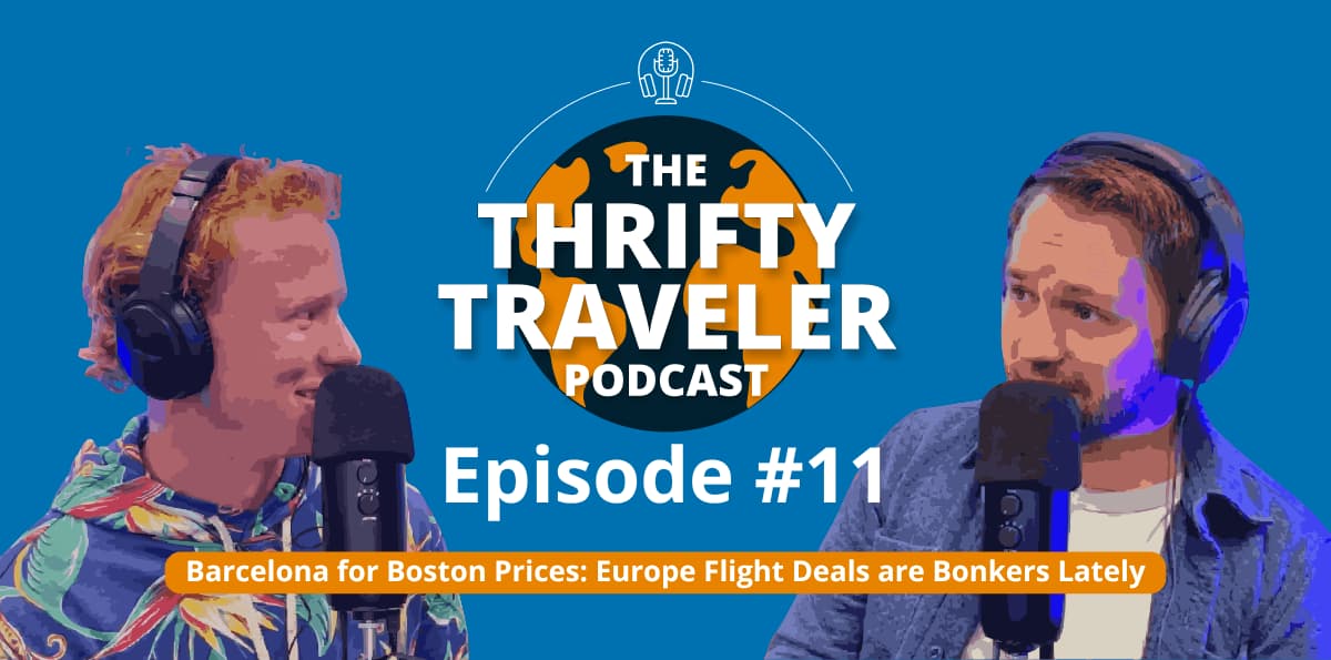 thrifty traveler podcast logo with episode #11