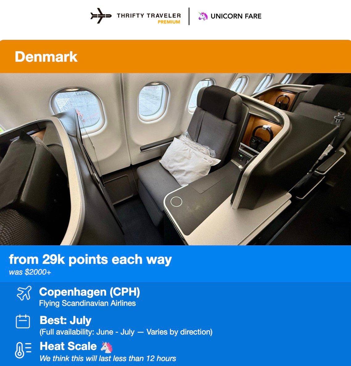 29,000 points to Denmark on SAS Business Class