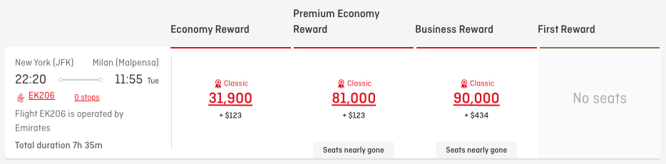 Final Days: Get a 20% Bonus When Transferring Capital One Miles to Qantas 11 emirates biz class award via qantas for 90k one-way JFK-MXP