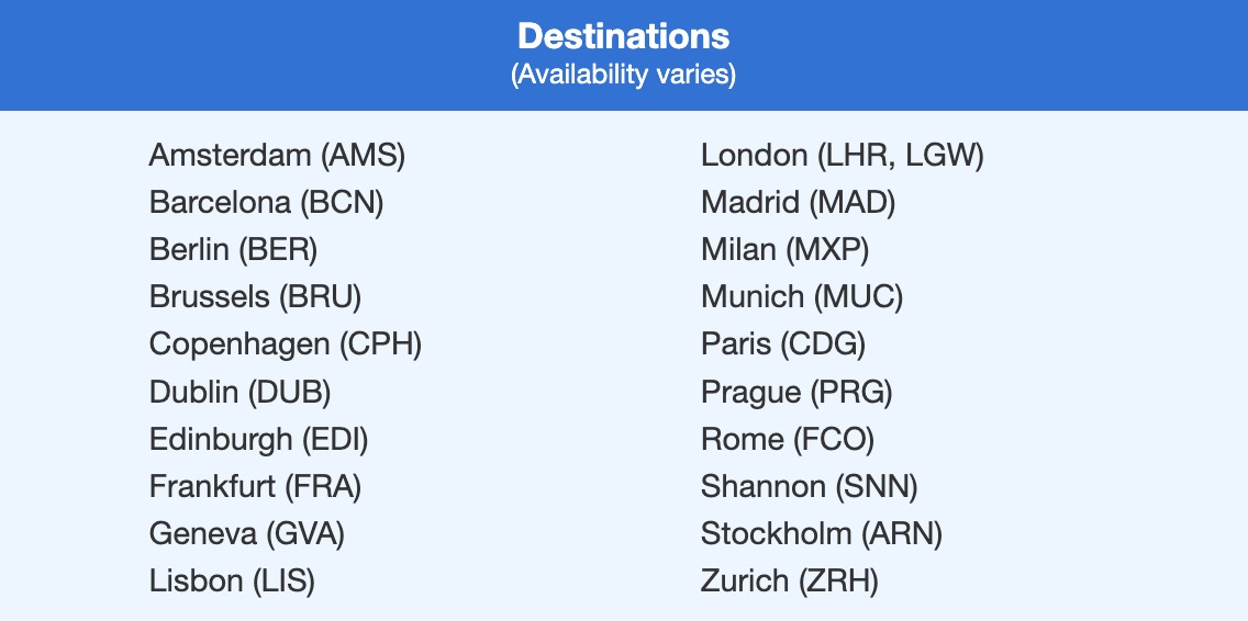 Delta SkyMiles destinations in a flight deal alert. 