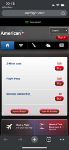 American Airlines wifi cost