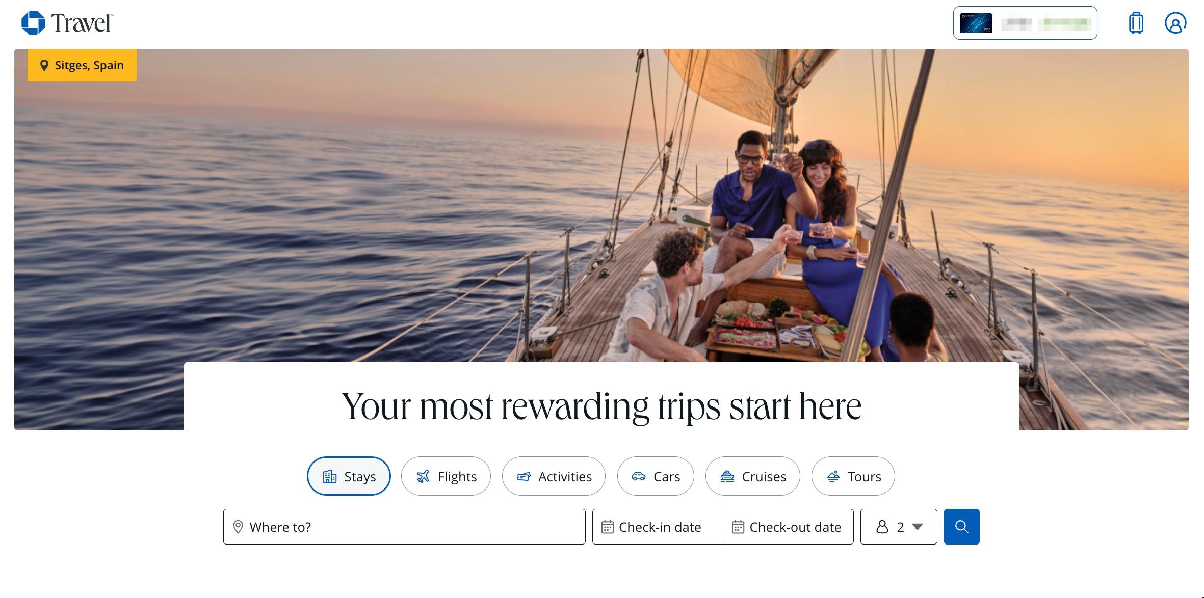 chase travel portal homepage