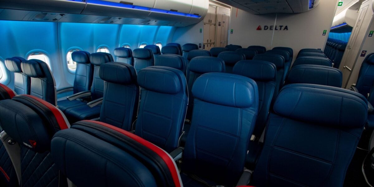 blue seats on a delta plane