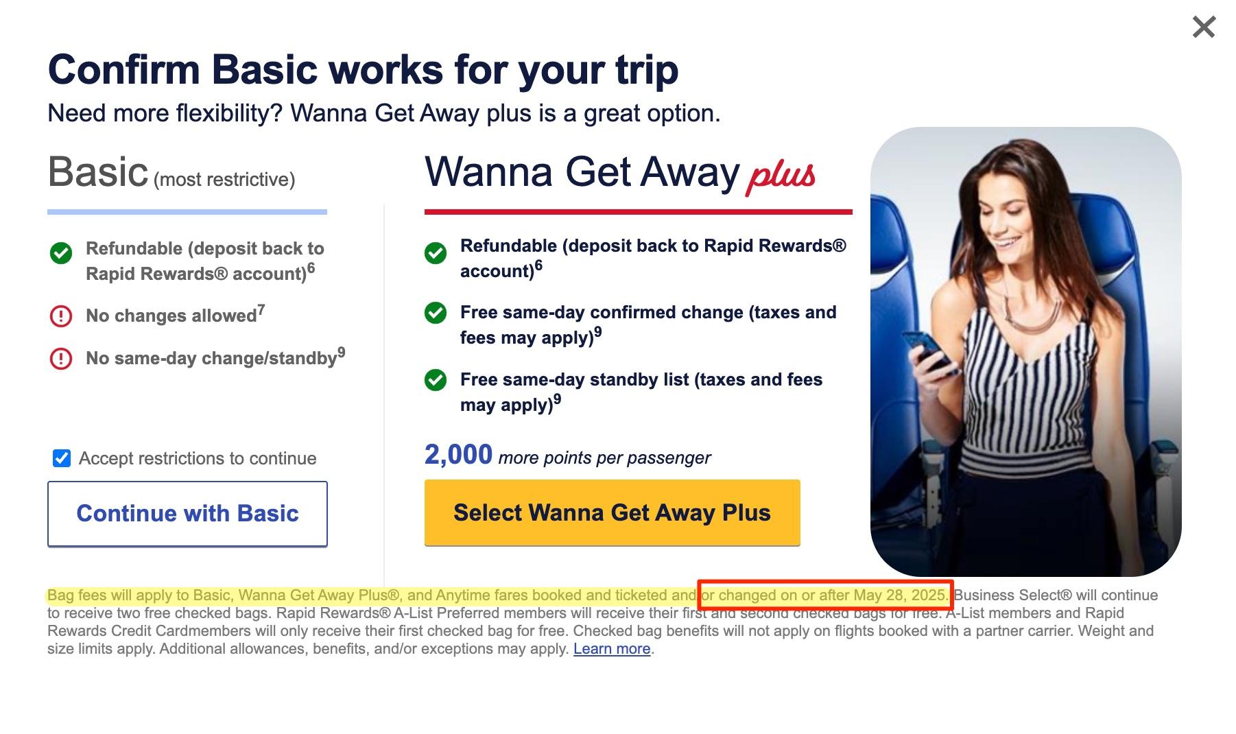 southwest fare warning