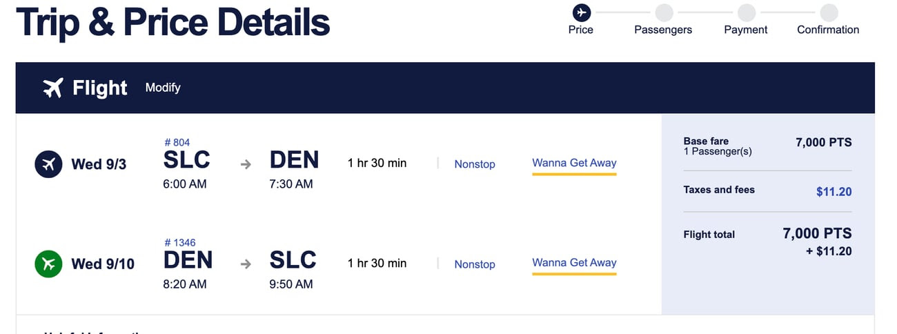 southwest fare slc den