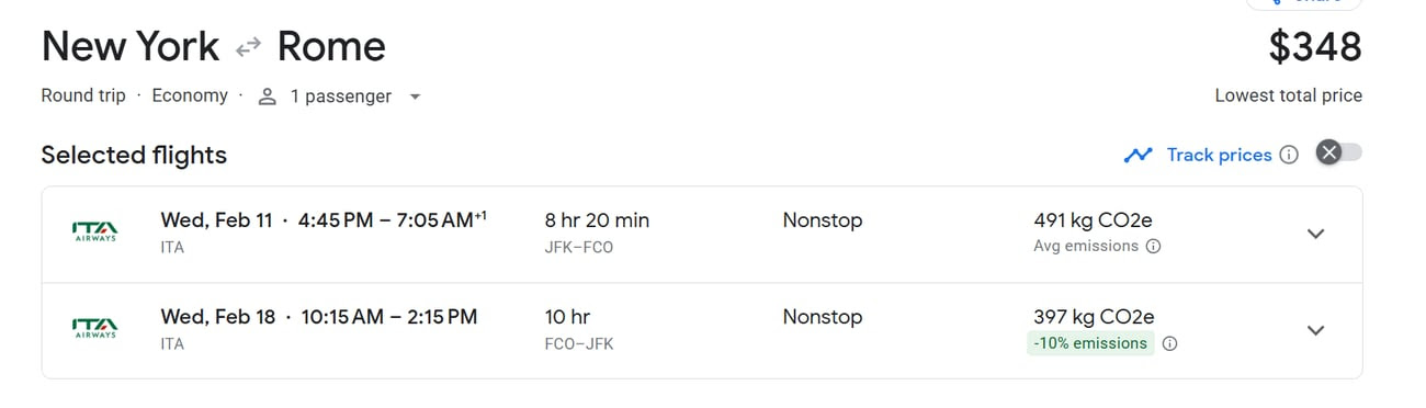 new york to from for $348 roundtrip