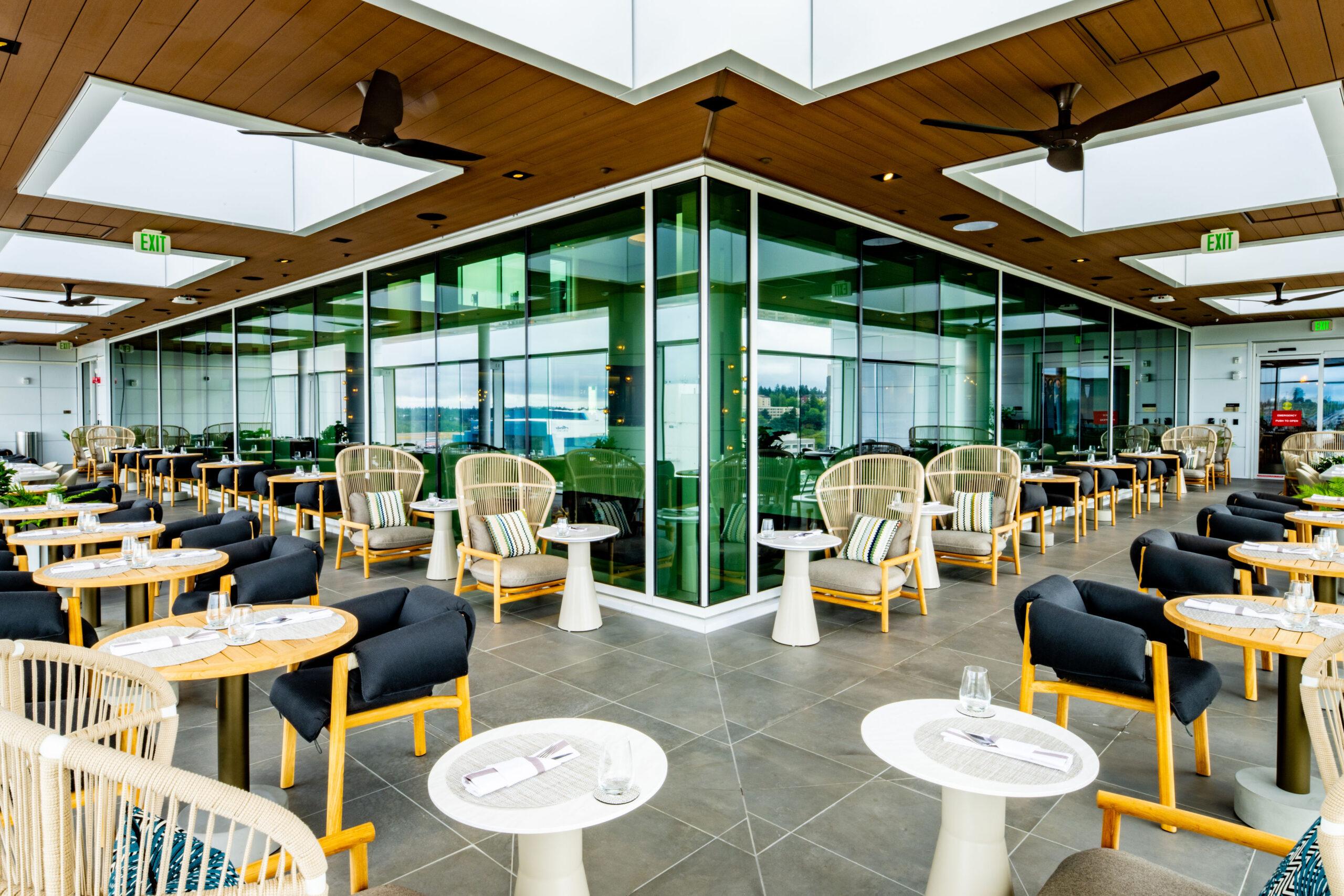 Delta One Lounge Seattle outdoor terrace. 