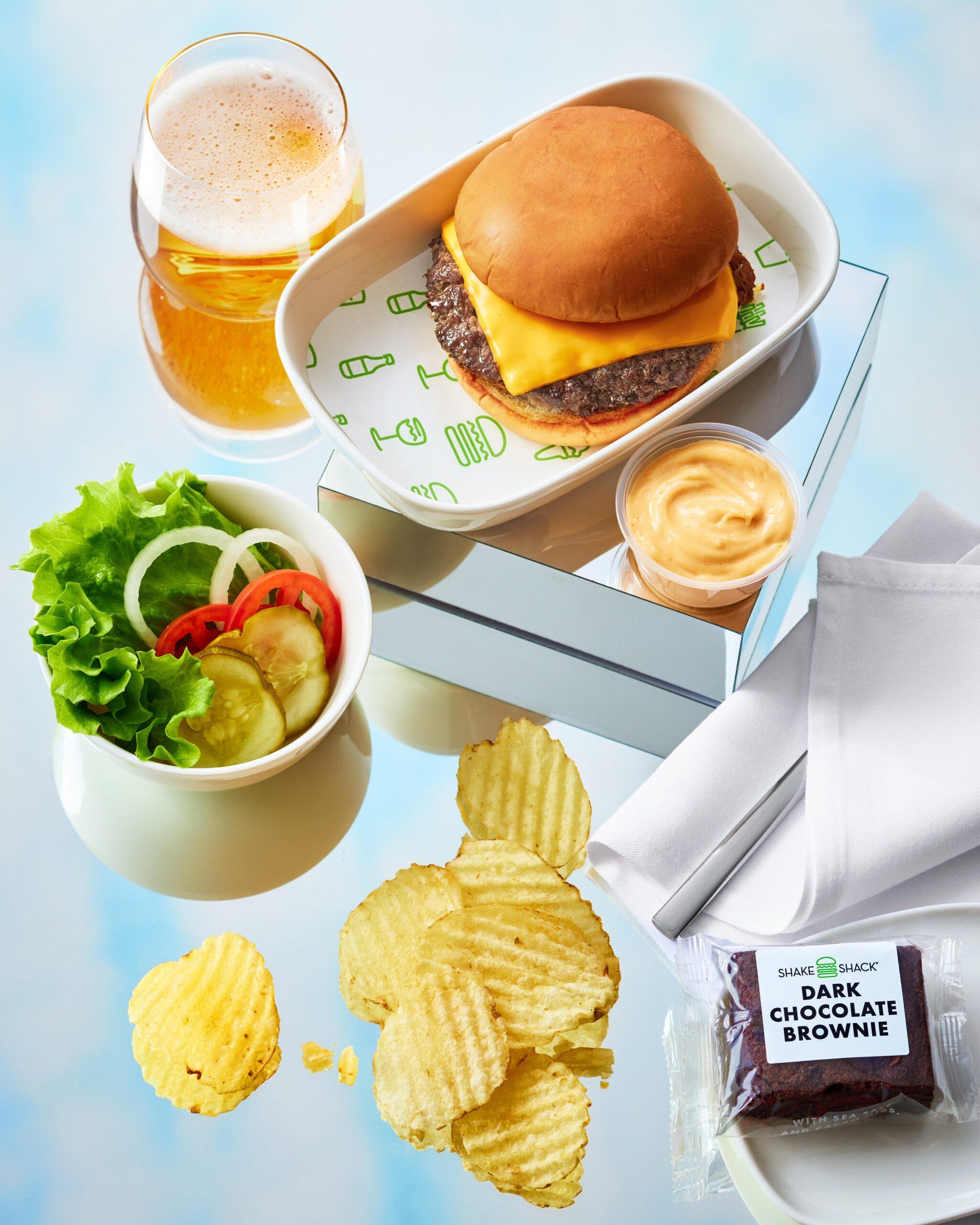 shake shack burger with chips