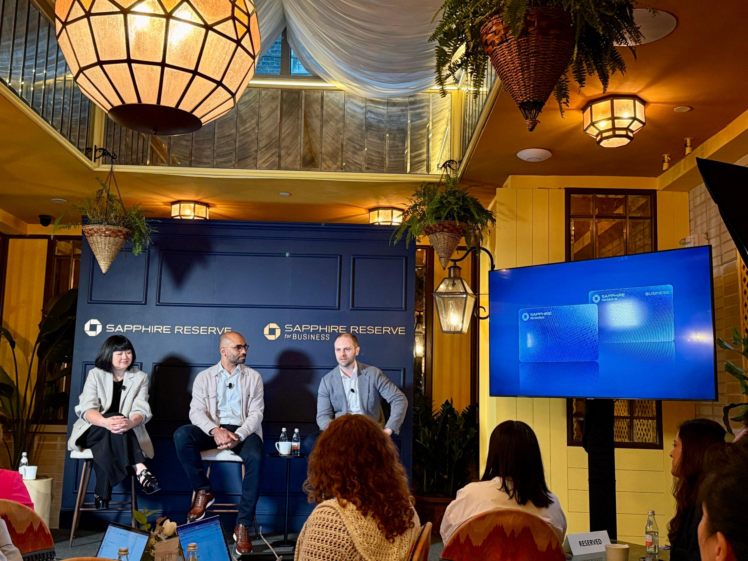 three chase executives standing on a small stage
