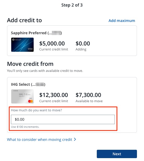 Move Chase Credit Line 2