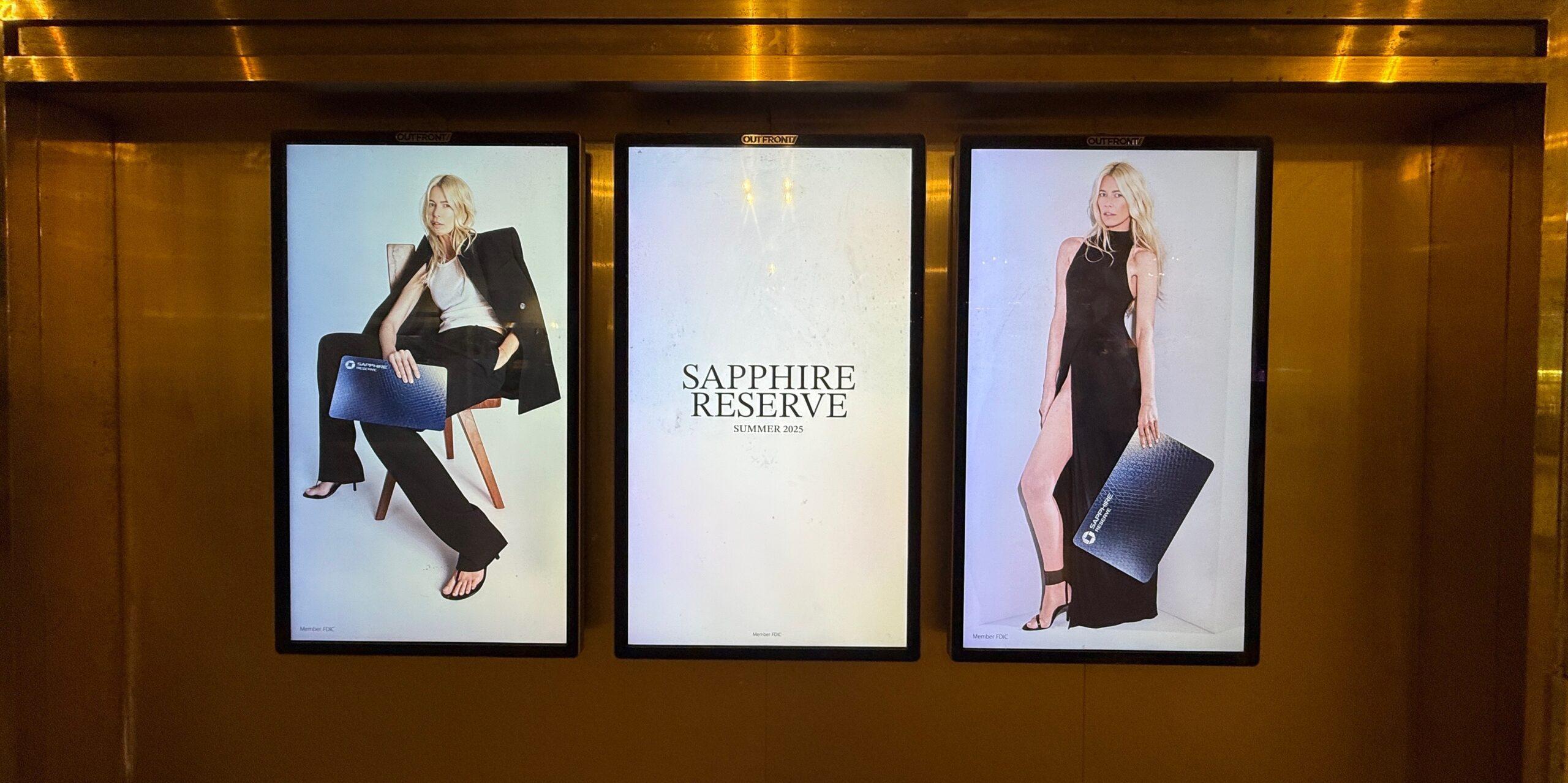 Advertisement for the Sapphire Reserve Card at Grand Central Station with a "Summer 2025" date. 