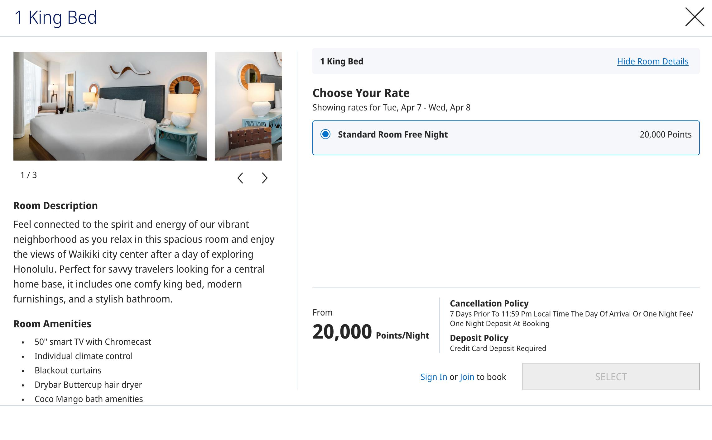 Hyatt Centric Waikiki points rate