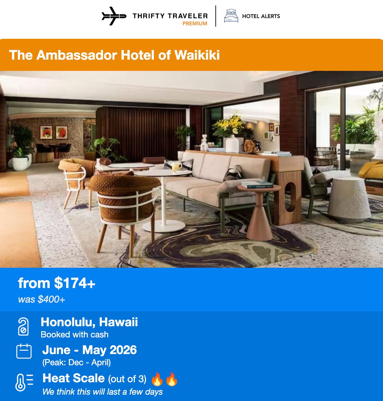 The Ambassador Hotel of Waikiki Thrifty Traveler Hotel Alert